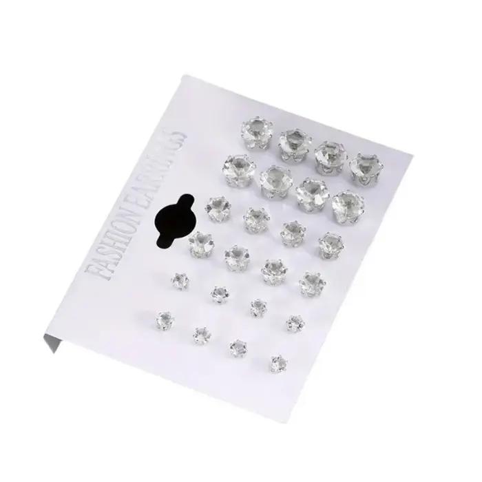 12 paires de boucles d'oreilles en Zircon à Six griffes