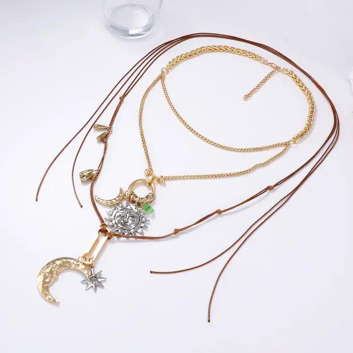 Colliers pendentifs Soleil et Lune pour femmes 2026 – Bijoux ethniques vintage tendance – Accessoires de cou
