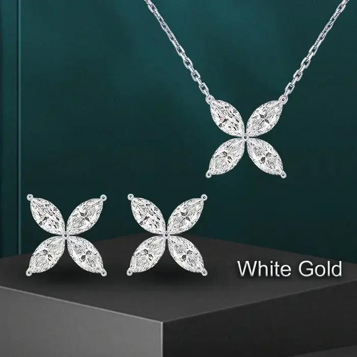 Ensemble de bijoux Moissanite élégants en argent 925 avec certificat pour femmes et occasions spéciales comme les mariages et les anniversaires