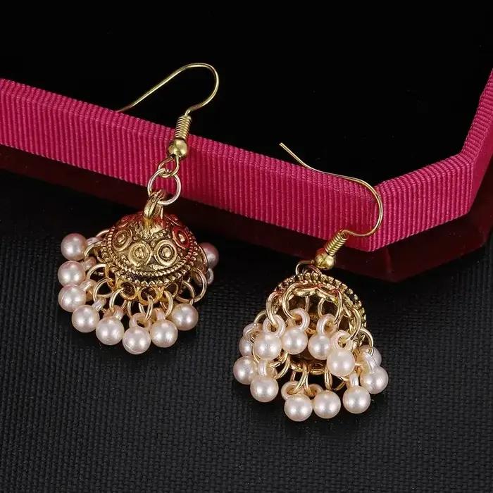 Boucles d'oreilles indiennes classiques rétro couleur or pour femmes