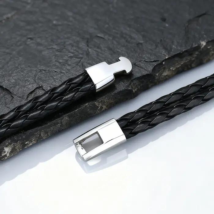 Bracelet en cuir d'éléphant vintage élégant pour hommes occasion spéciale cadeau chic bracelet chaîne et maillons acier inoxydable