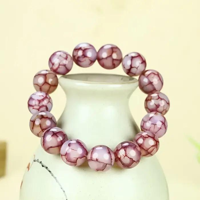 Bracelet en agate pierre naturelle rose élégant bracelet à brins pour homme et femme occasions quotidiennes et spéciales