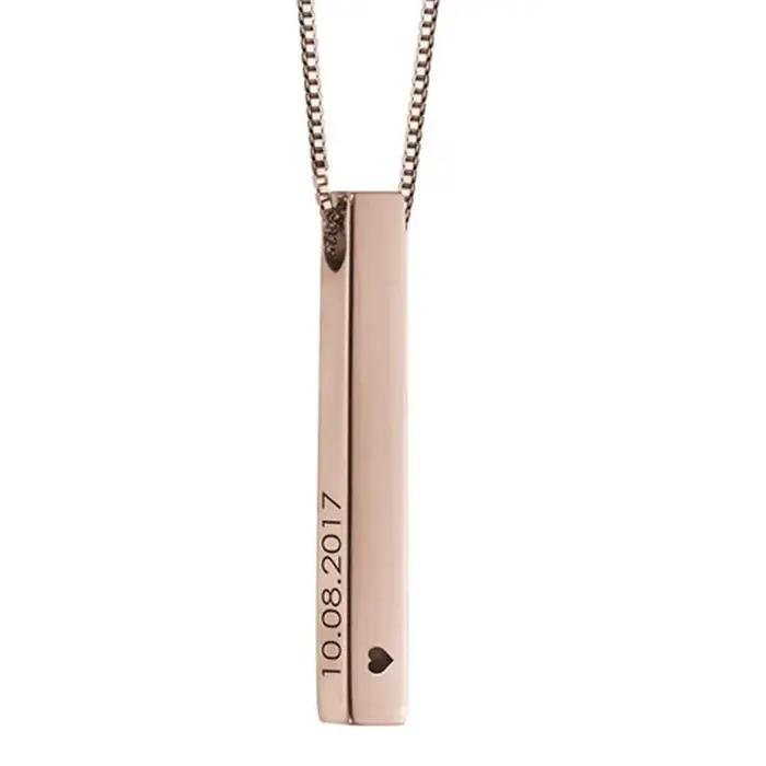 Collier de barre personnalisé en acier inoxydable avec pendentif gravé pour femme pour occasions spéciales comme l'anniversaire