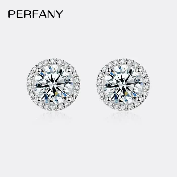 Boucles d'Oreilles en Moissanite VVS D Color en Argent Massif Plaqué Or Blanc 18K pour Femme Occasions Spéciales Élégantes Éthiques