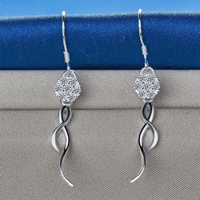 1 paire de boucles d'oreilles pendantes carrées en argent sterling 925