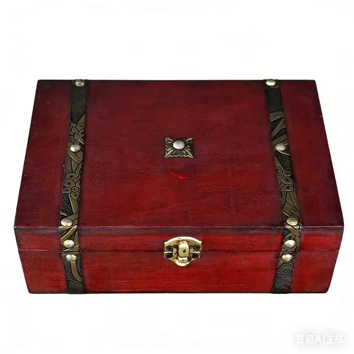 Boîte de rangement vintage en bois foncé avec accents en laiton, loquet décoratif, organisateur en bois recyclé pour bijoux, souvenirs, cadeaux