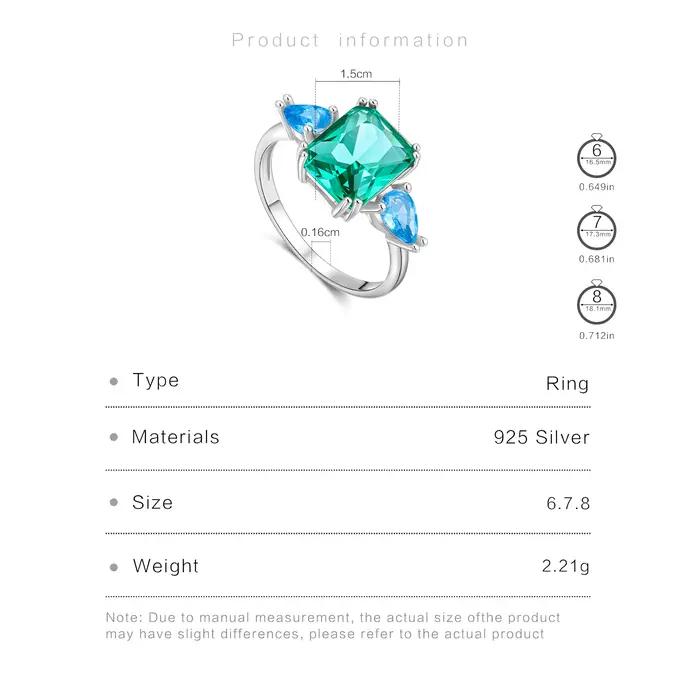 ANDYWEN 925 en argent Sterling de luxe gemétrique émeraude poire aigue-marine bague délicate fête élégante
