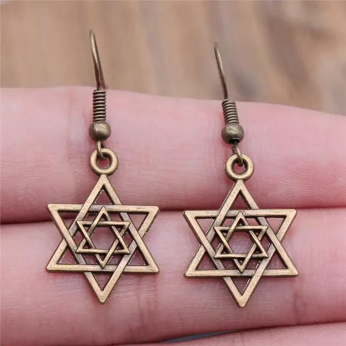 Hexagramme celtique Talisman amulette goutte et boucle d'oreille bijoux féminins fête des pères ethn