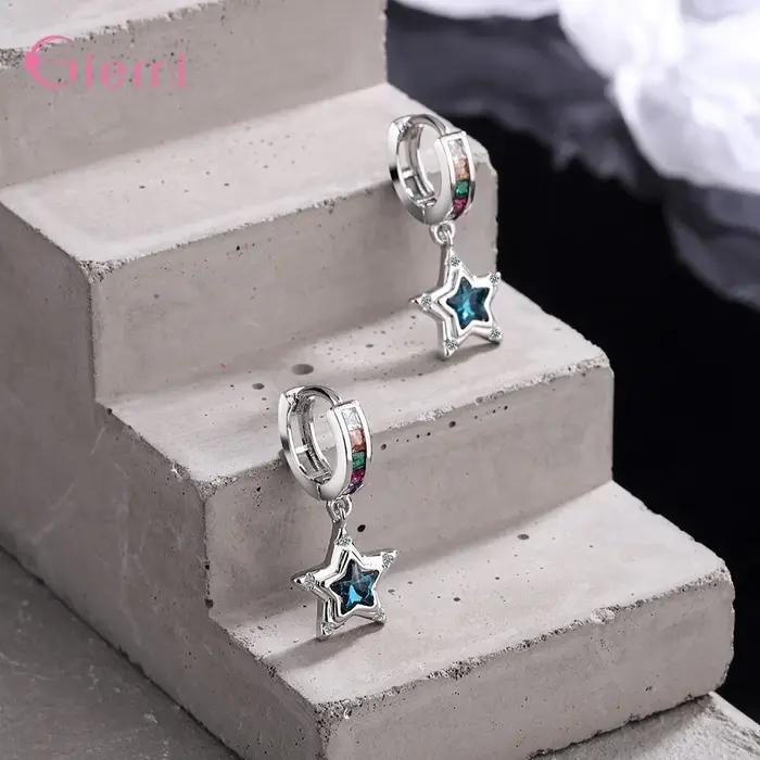 Boucles d'oreilles étoiles simples en argent Sterling 925 véritable pour femmes