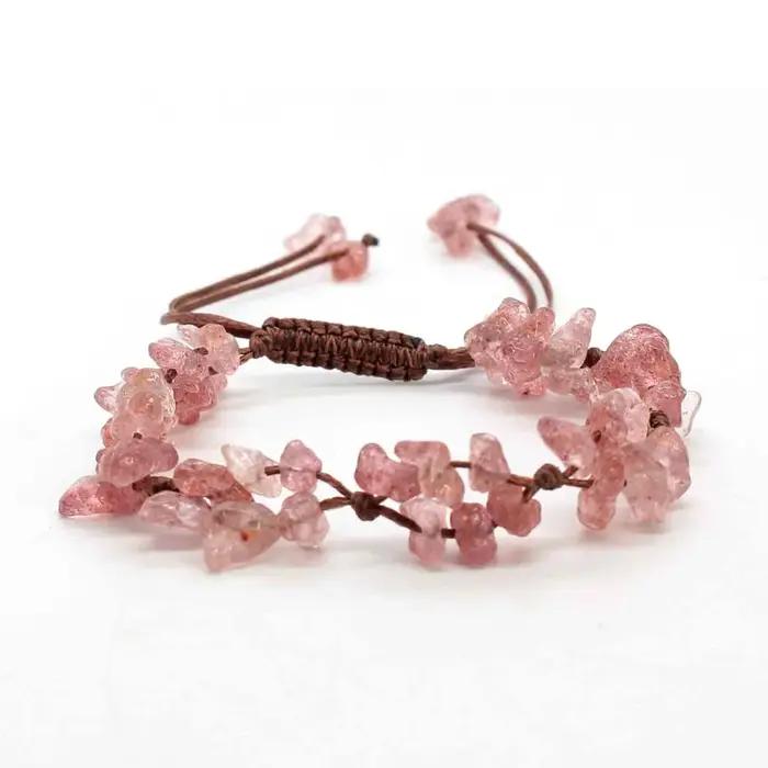 Bracelets tressés en pierre de cristal macramé pour femmes et filles améthyste naturelle quartz pierre précieuse bracelet ajustable tissé bijoux romantiques occassions spéciales