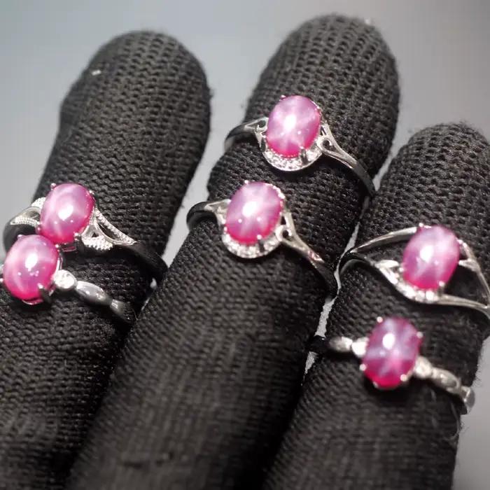 Bague réglable en rubis de laboratoire Meihan pour femme