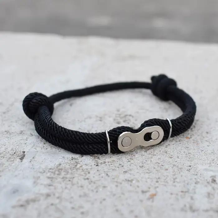 Biker Bracelet à breloques hommes Bracelet tresse corde chaîne moto vélo Style Bracelets mode Punk B