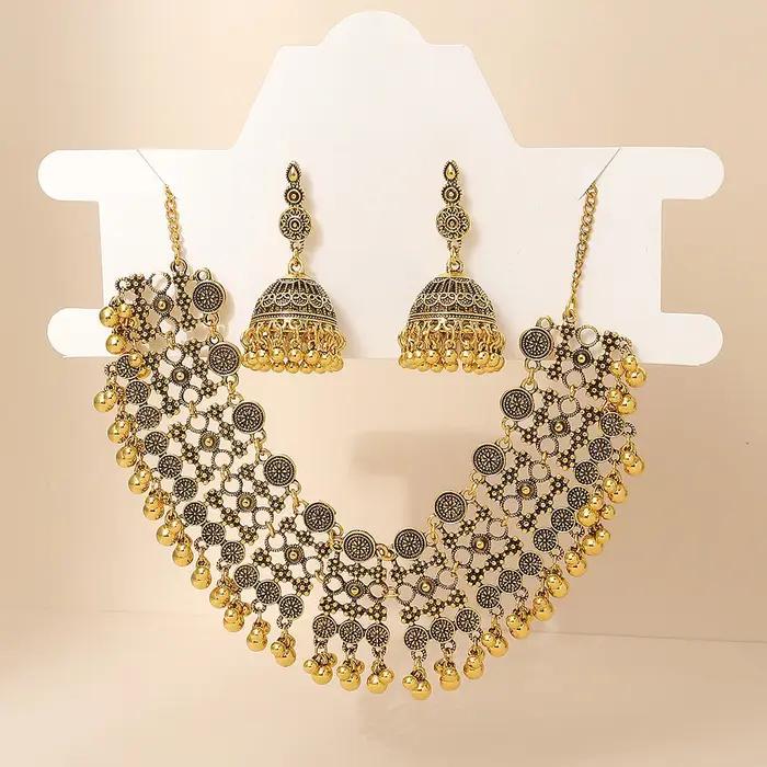 Ensemble de bijoux géométriques creux en or ethnique pour femmes