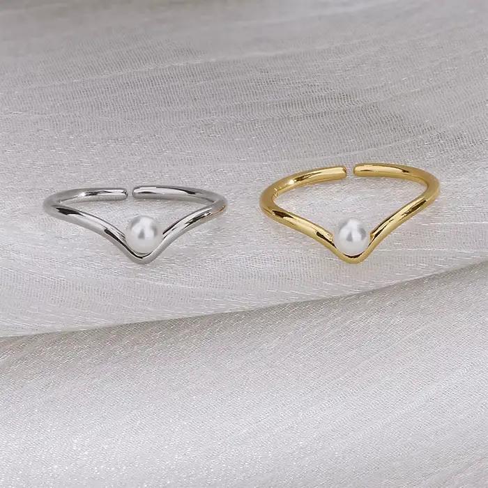 VIVILADY – bagues romantiques en forme de V en argent avec perles