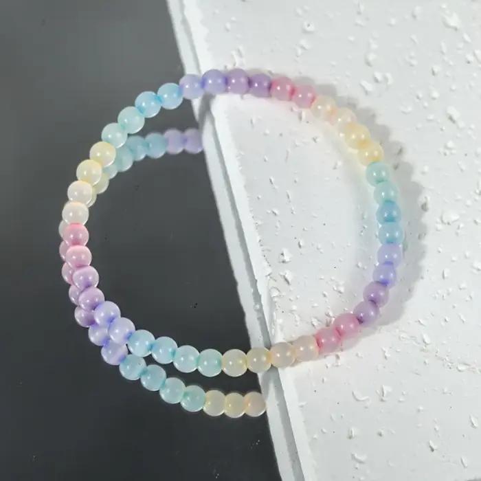 Bracelet de perles aux couleurs arc-en-ciel pour filles