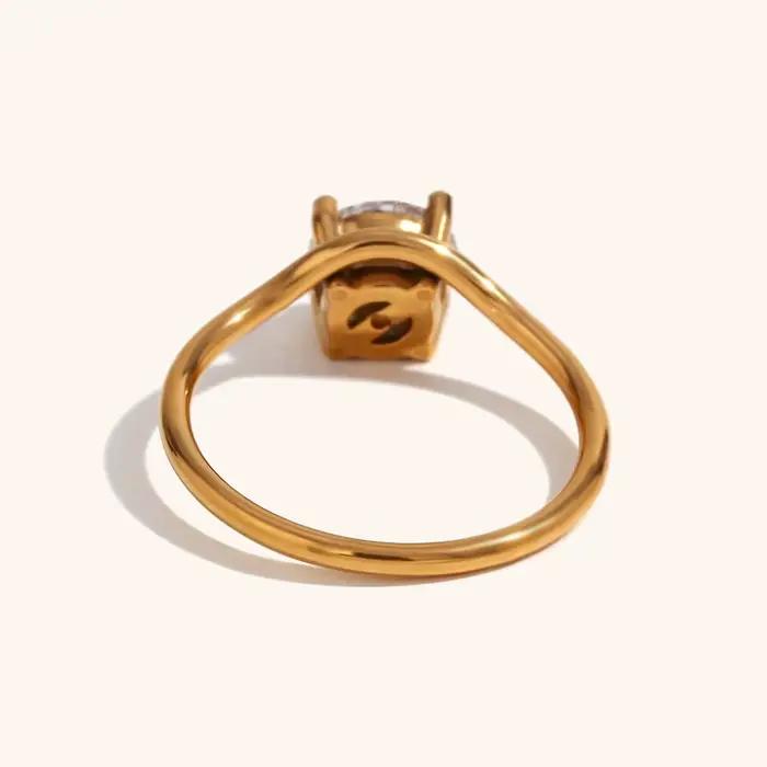 La. Muses Rotterdam-Bague de Luxe en Forme de Goutte d'Eau Cubique pour Femme