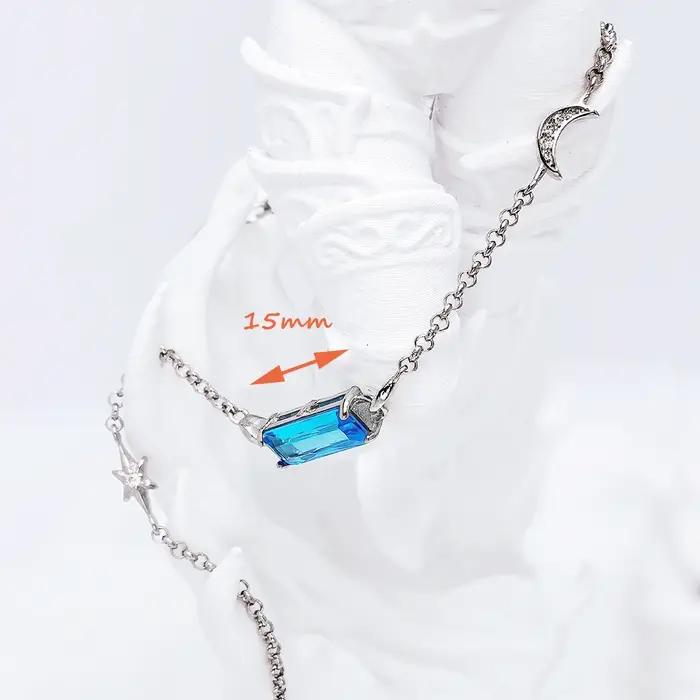 Bracelet à maillons en pierre bleue lune et étoile pour femme