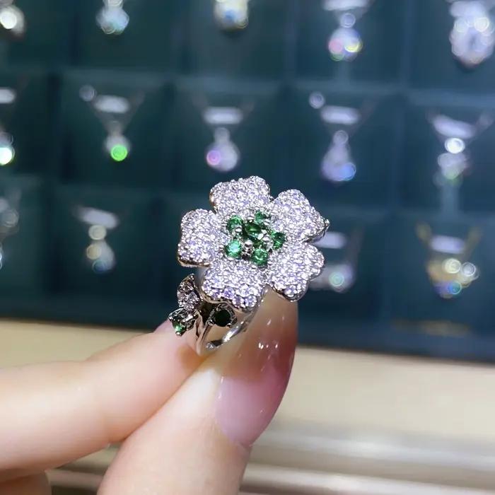 Ensemble de bijoux en zircone émeraude pour femmes, délicat et Noble, couleur argent 925, magnifique