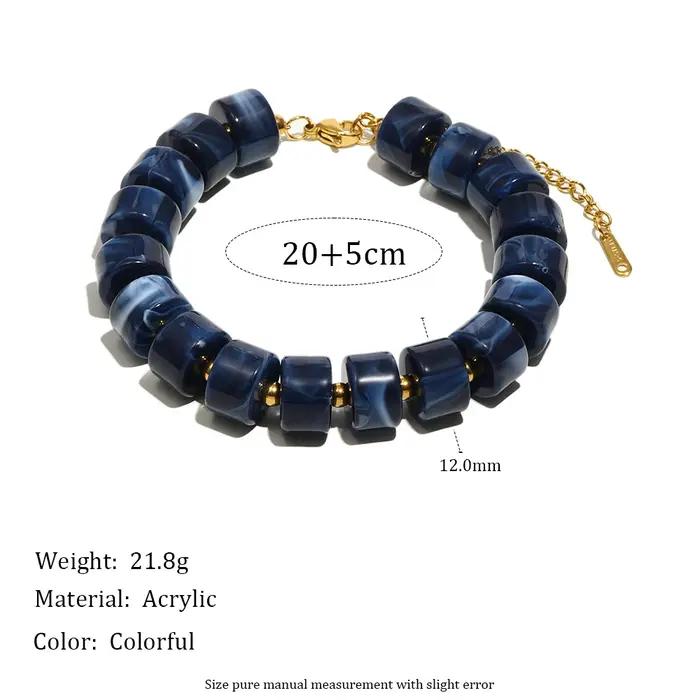 E.B.belle – Bracelet et collier de perles cylindriques en acrylique Opaque, ensemble de bijoux de dé