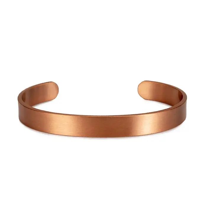 Vinterly Bracelets en cuivre pur pour femmes hommes unisexe 9.5mm de large réglable manchette ouvert