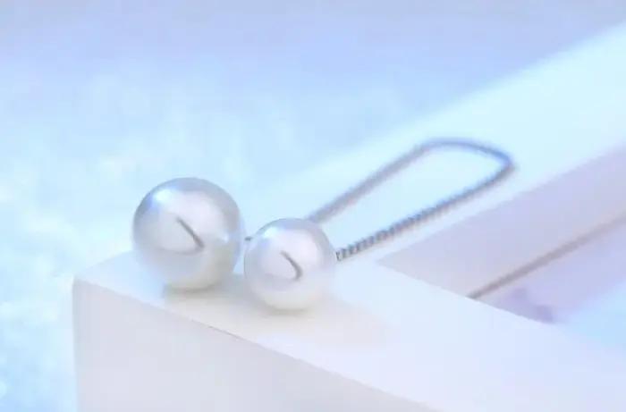 Fashion 925-Sterling-silver Perle Simulée JOEarring Ear Line sulfBoucles d'Oreilles 12cm Pour Femmes conservent S-E87 Munoreille