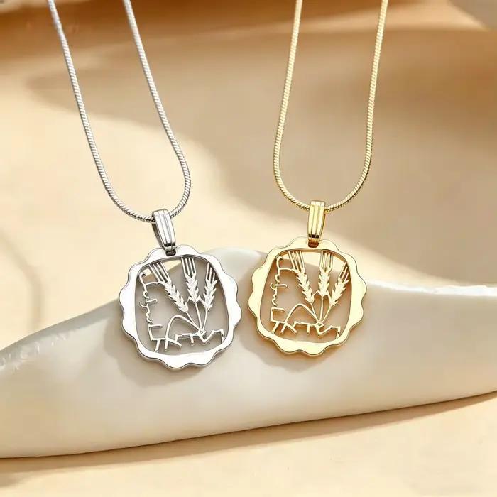 Amaxer – collier avec pendentif en forme de pièce de monnaie hébraïque pour femmes et hommes
