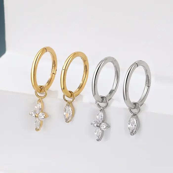 1 pièces titane Zircon pendentif Rook Piercing boucles d'oreilles pour femmes 6/8/10/12mm oreille Cartilage Helix