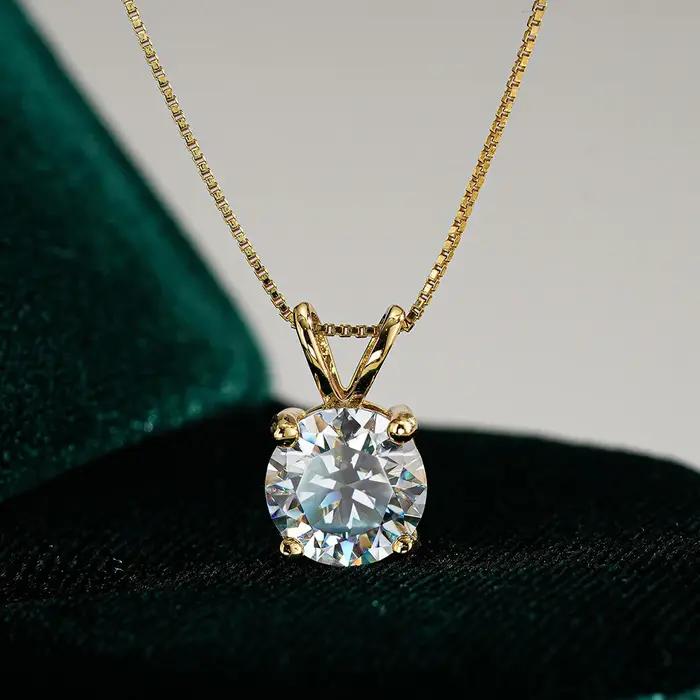 Collier pendentif solitaire en argent Sterling S925