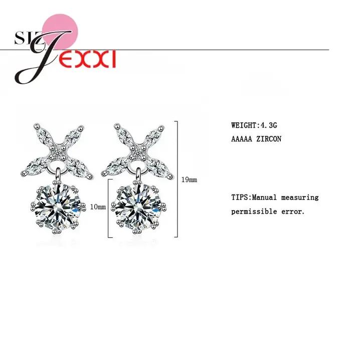 Boucles d'oreilles en argent sterling 925 serties de zirconium blanc pour femmes romantiques occasions spéciales partys mariages anniversaires