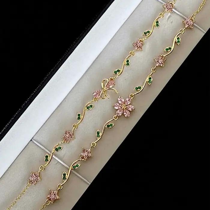 Nouveaux bracelets en forme de nœud papillon couleur rose rouge pour femmes