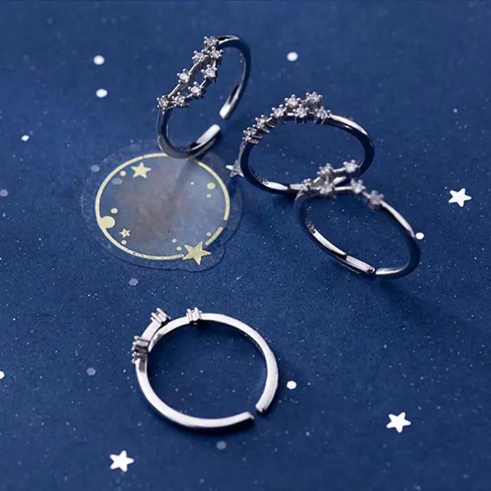 Nouvelle bague minimaliste incrustée de Zircon cubique 12 constellations zodiaque pour femmes