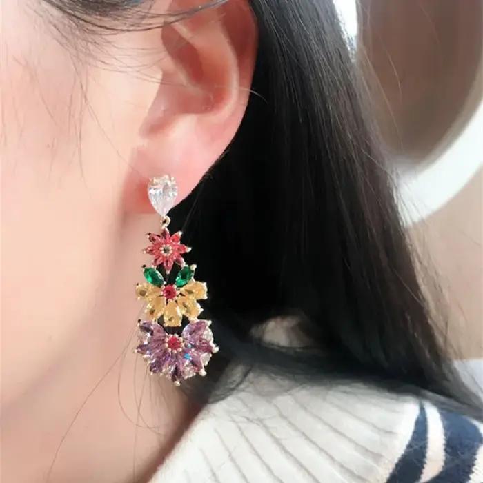 Boucles d'oreilles pendantes en cristal bohème pour femmes