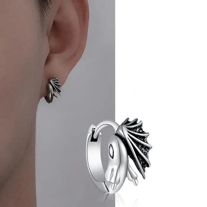 Boucles d'oreilles dragon longues en argent sterling 925 pour femmes style punk ailes rétro hip hop bijoux polyvalents cadeau d'anniversaire engagement mariage occasionnels