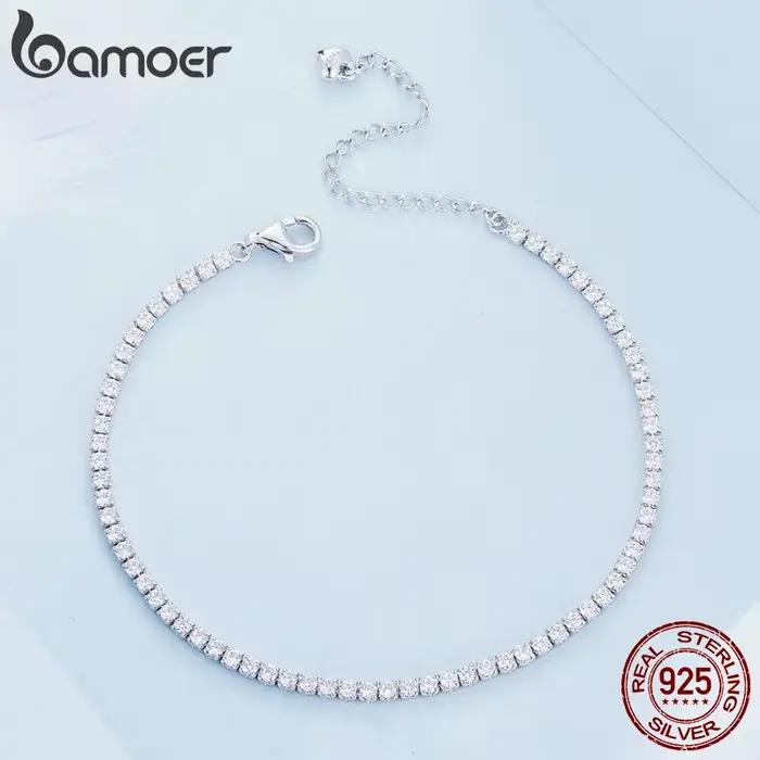 Bamoer – Bracelet de Tennis en argent Sterling 925, en Zircon complet, Unique, Design complet, bijou
