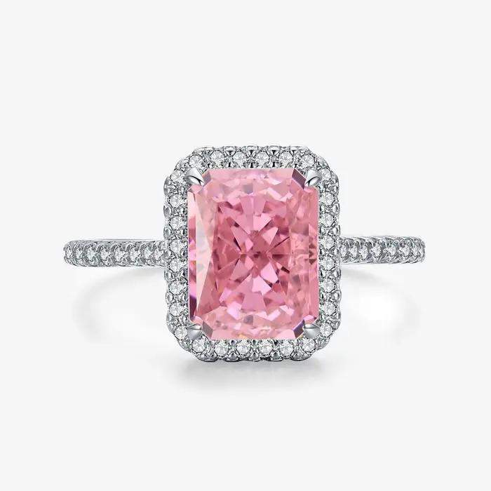 Bague rectangulaire en argent Sterling 925 pour femmes