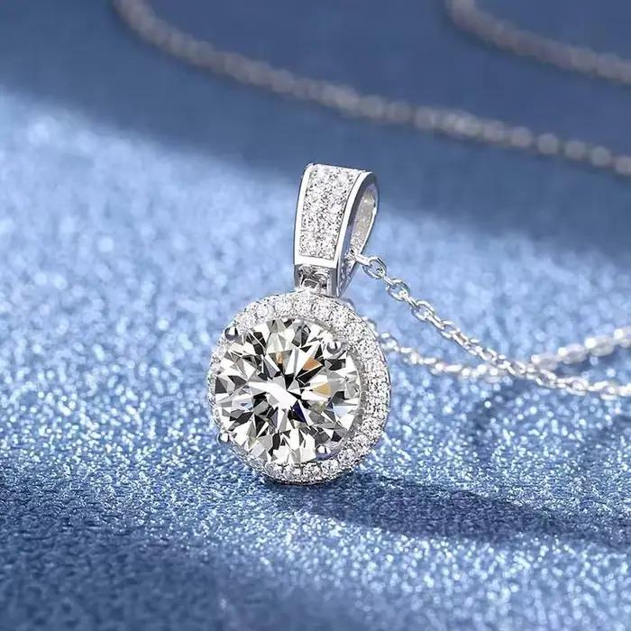 NeeTim – collier Moissanite 2 carats pour femmes, argent Sterling 100% S925 avec plaqué or blanc, bijoux en diamant de laboratoire, pendentif de mariage