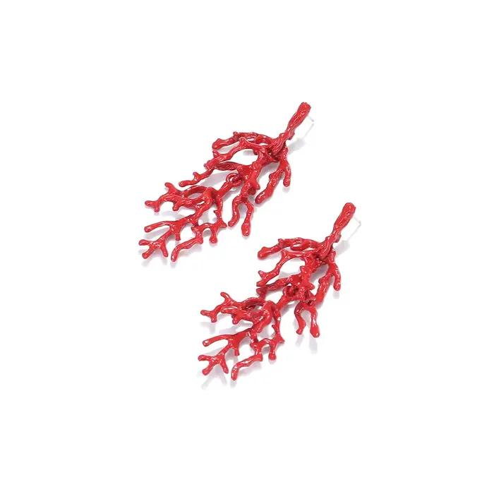 Boucles d'Oreilles Exquises en Émail Rouge et Corail pour Femmes Style Océan et Bohème Occasions Spéciales