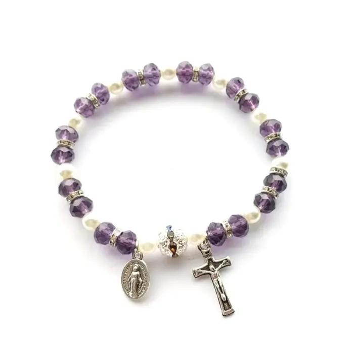 367a Rosary Bracelet Perle élastique Charme fille fille Hands Decoration