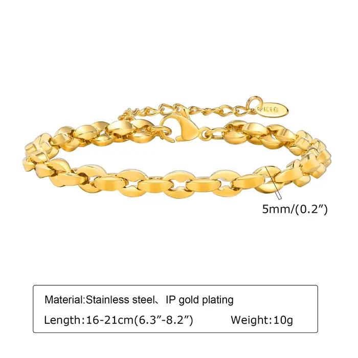 Bracelet en acier inoxydable doré fait à la main pour femmes, cadeau parfait pour occasions quotidiennes et spéciales