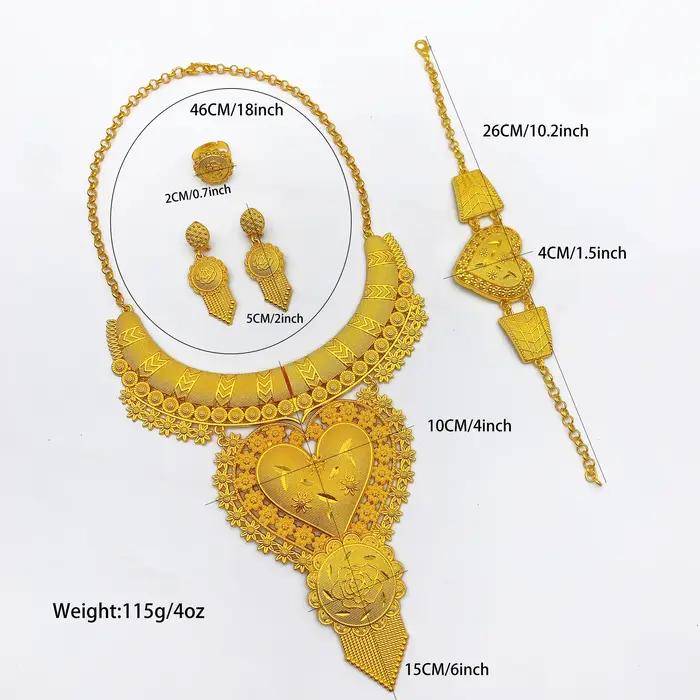 Ensemble collier et boucles d'oreilles couleur or 24 carats du Nigeria pour femme