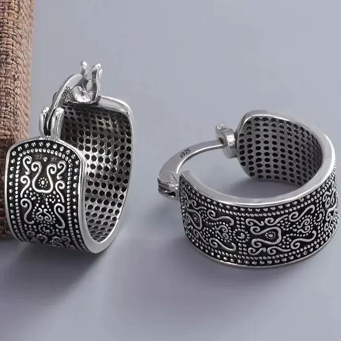 Sam Panda – boucles d'oreilles en argent Sterling 925 pour femmes, tendance, Simple, rétro, fleur, bijoux, prévention des allergies, accessoires de fête