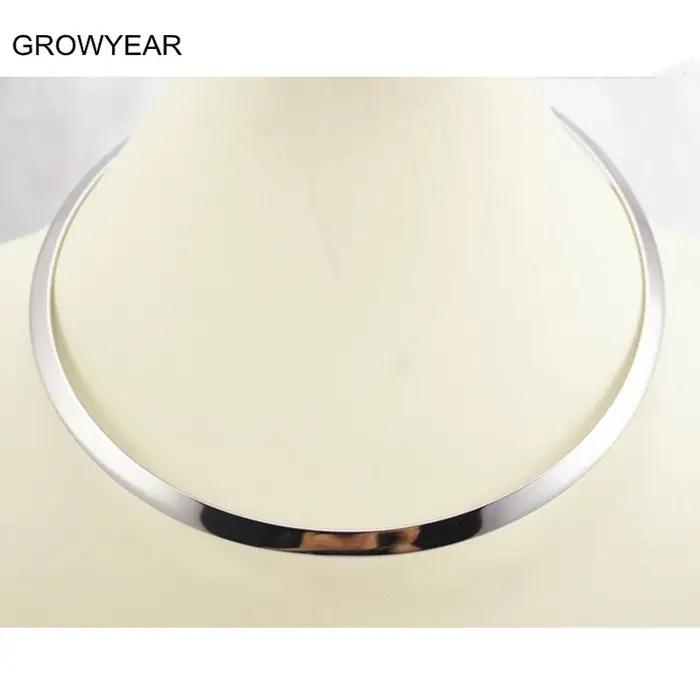 Collier Simple en acier inoxydable pour femmes, manchette circulaire, couples, couleur argent, mode