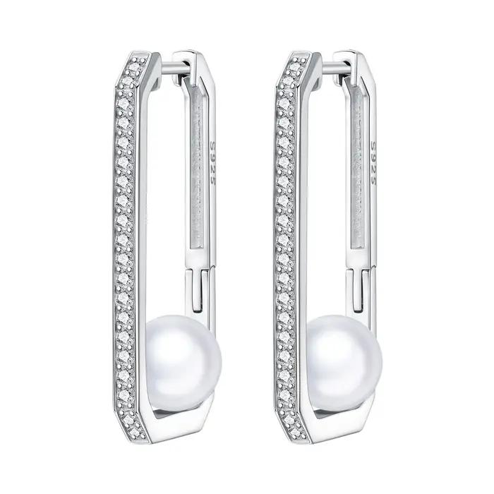 Boucles d'oreilles créoles en argent sterling S925 avec perles bijoux originaux et tendance pour femme cadeaux d'anniversaire élégants pour femmes occasions spéciales