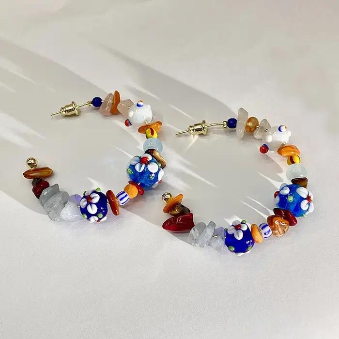 Boucles d'oreilles bohèmes géométriques multicolores pour femmes occasions spéciales cadeaux de fête