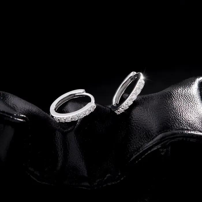 MODIAN D couleur scintillante Moissanite boucles d'oreilles 925 en argent Sterling classique brillant cercle