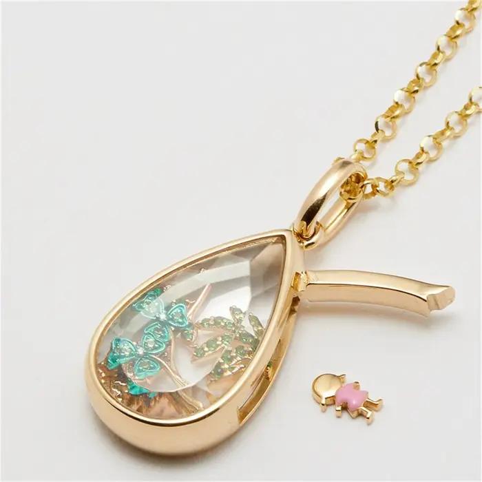 Pendentif Réglable Cœur Océan Fleurs Goutte D'Eau Chaîne Clavicule Plaquée Or Cuivre Occasions Spéciales Femme