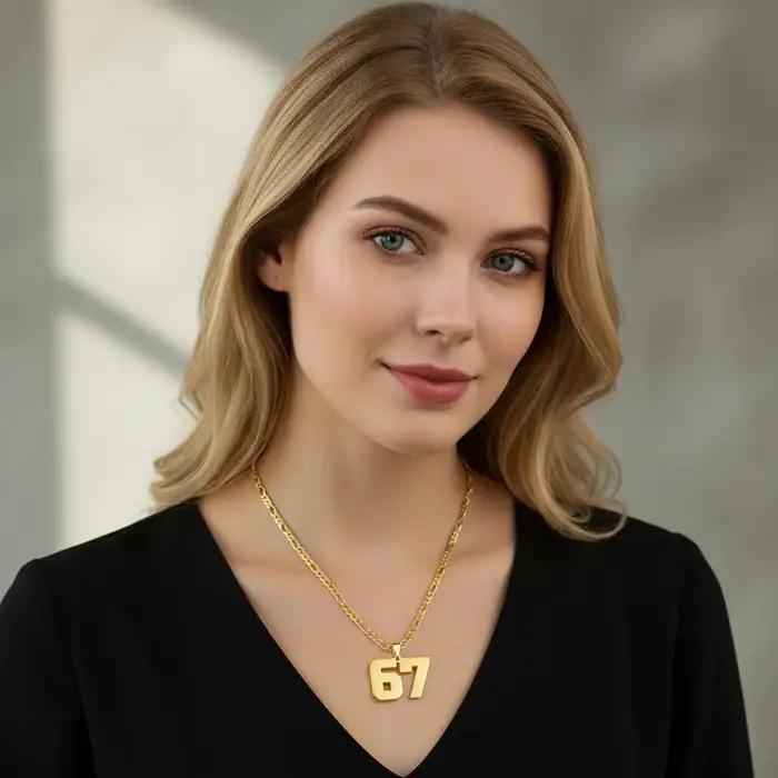 67 Collier Six Seven Meme Pendentif Nouveauté Numéro Bijoux Cadeau pour Femmes et Hommes