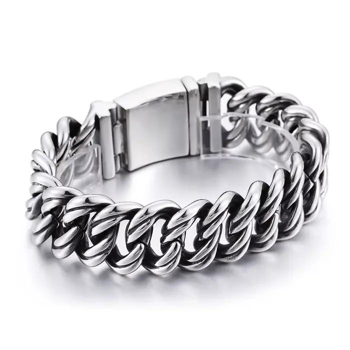 Chaîne en acier inoxydable de 22MM pour hommes, bracelets de poignet, bijoux de motard, bracelets pour hommes, cadeau pour petit ami