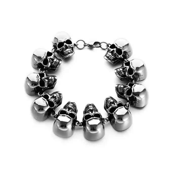 Bracelet de tête de fantôme de démon d'enfer gothique pour hommes