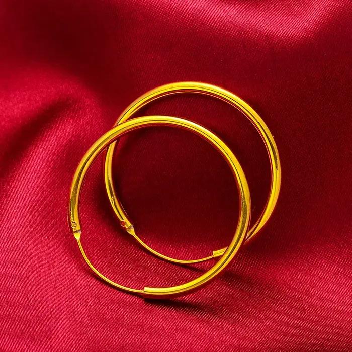 Grandes boucles d'oreilles brillantes en or 24 carats pour femme (20-30 mm), AU999 | "Entropie" gr